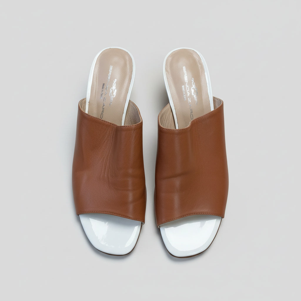 Brenda Zaro brown leather slides, size 40