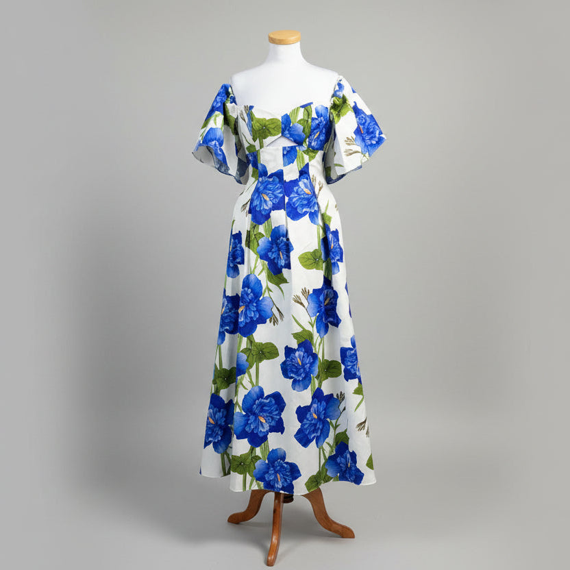 Borgo de Nor blue floral Giovanna dress, size 2