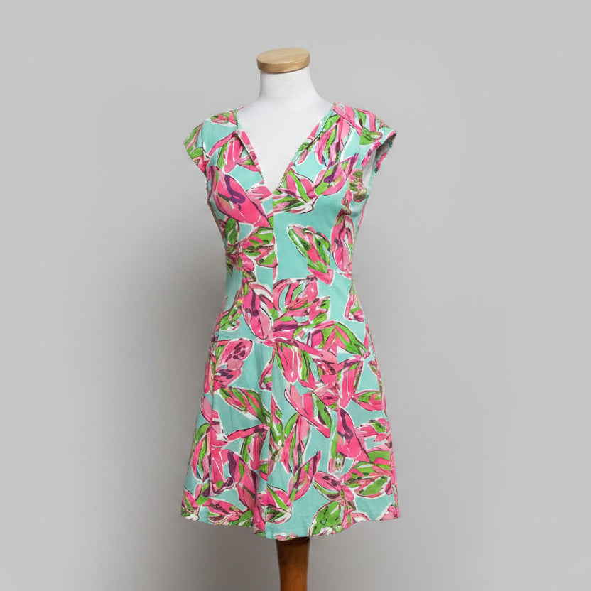 Lilly Pulitzer aqua/neon pink Brielle dress, Size XS