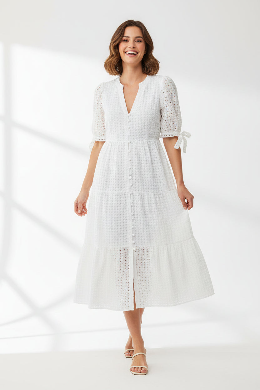 English Factory white gingham check dress, size M