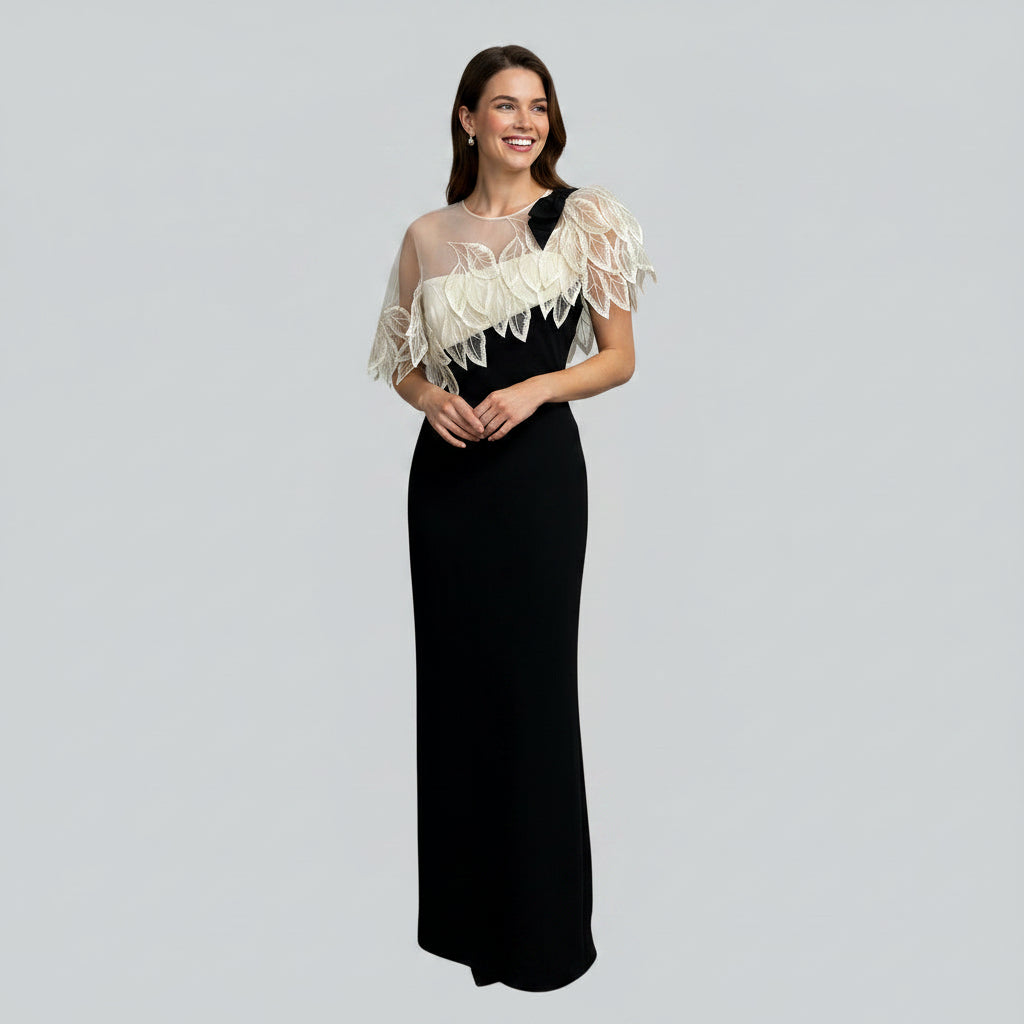 Victor Costa black and ivory vintage dress, size 4