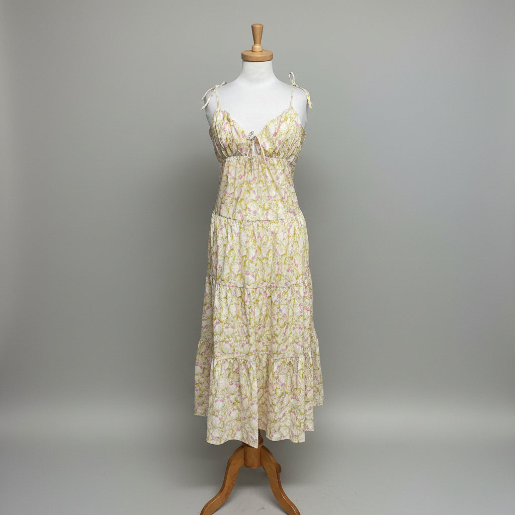 ASTR The Label yellow and pink floral dress, size L, NEW WITH TAGS!