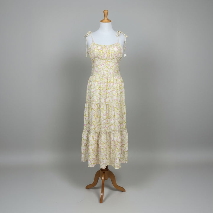 ASTR The Label yellow and pink floral dress, size L, NEW WITH TAGS!