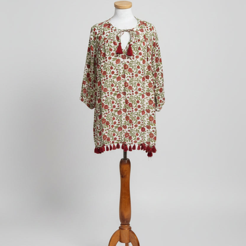 Roller Rabbit rust floral coverup, size M
