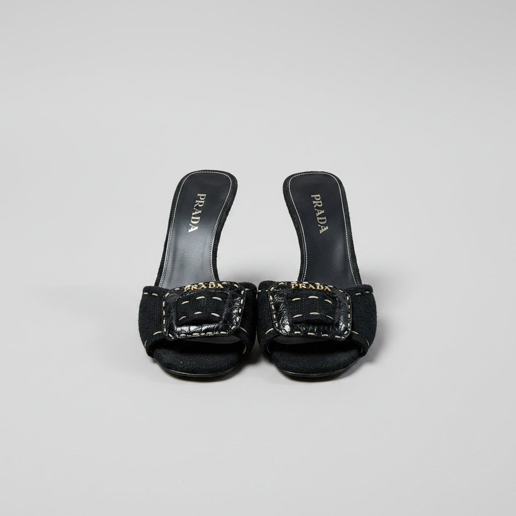 Prada black linen heel, Size 36 1/2 (6)