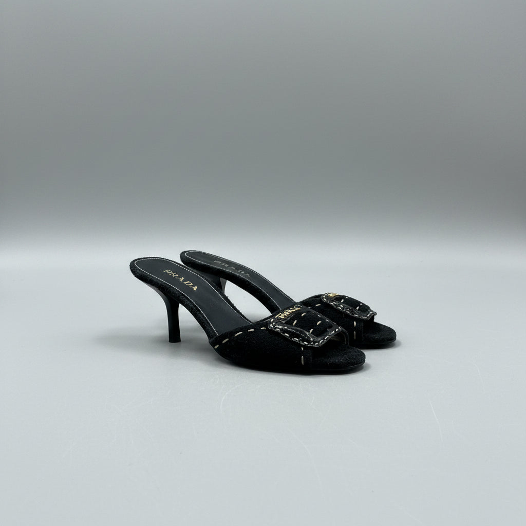 Prada black linen heel, Size 36 1/2 (6)