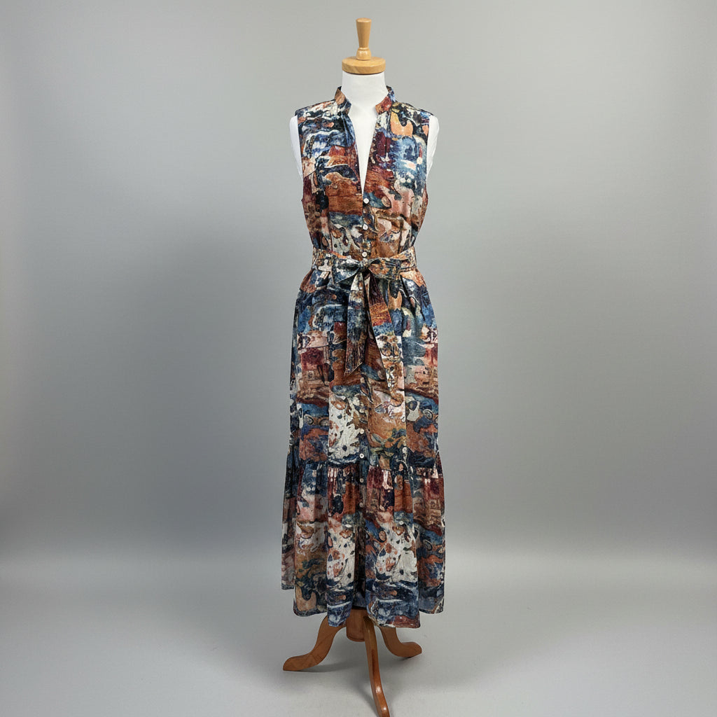 Cleobella blue & rust Izora dress, size L, BRAND NEW WITH TAGS!