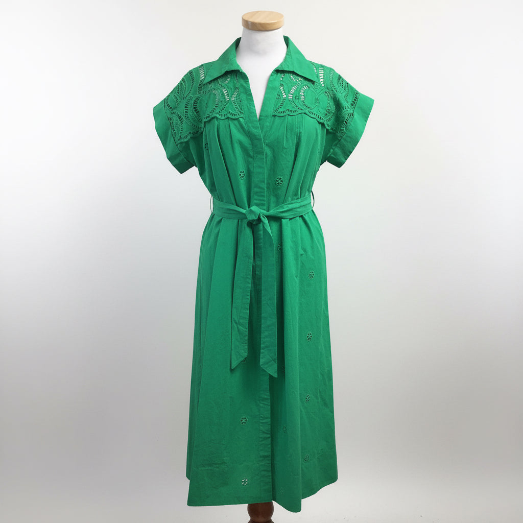 Suncoo green eyelet Coco dress, size XXS