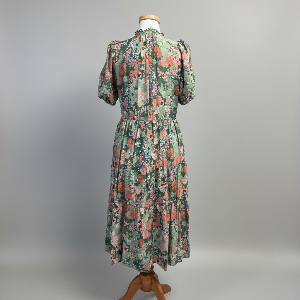 Trovata green floral Hildie dress, size XS