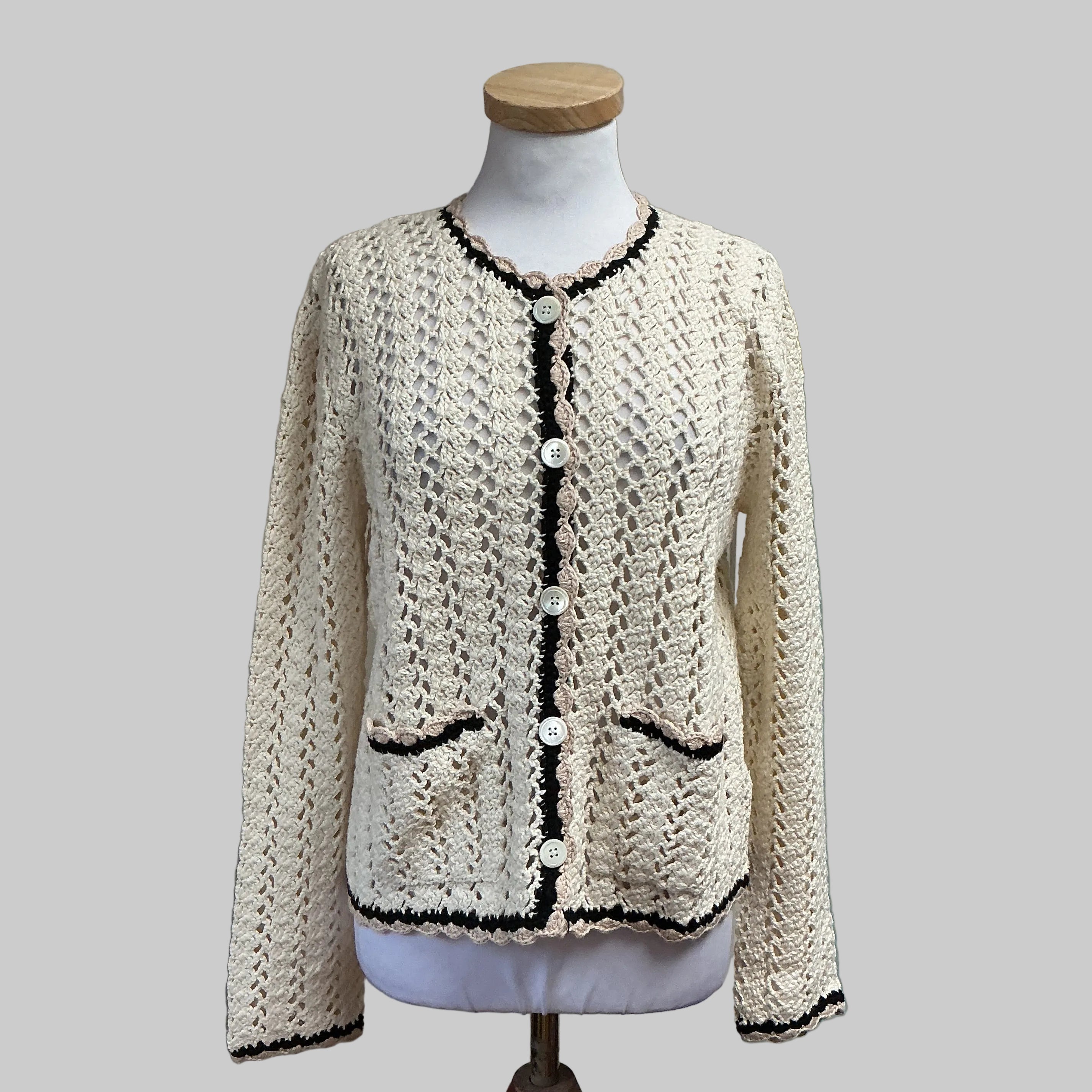 Alex Mill cream crochet Ella cardigan, size S