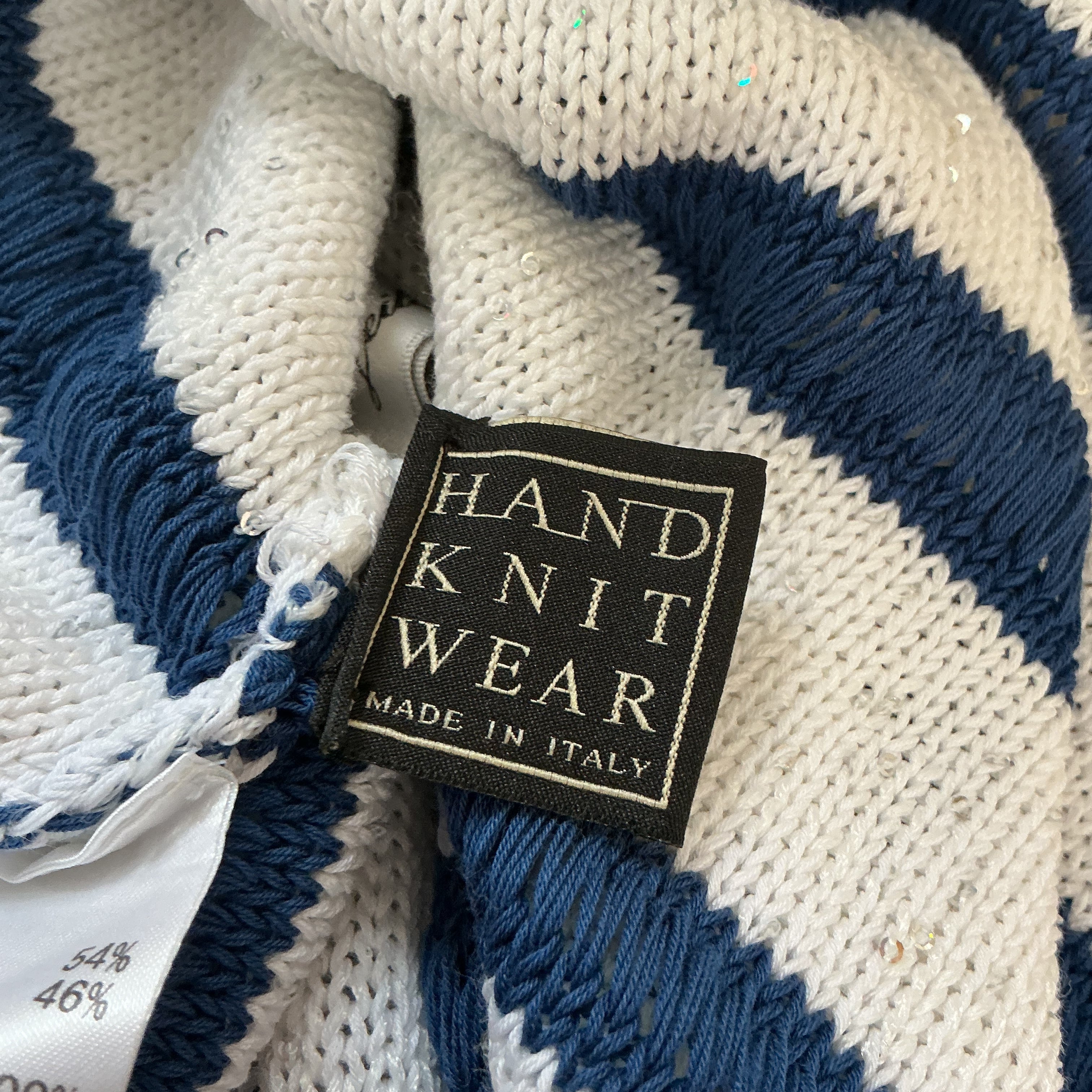 Leilian blue and white stripe sweater with sparkle, size S