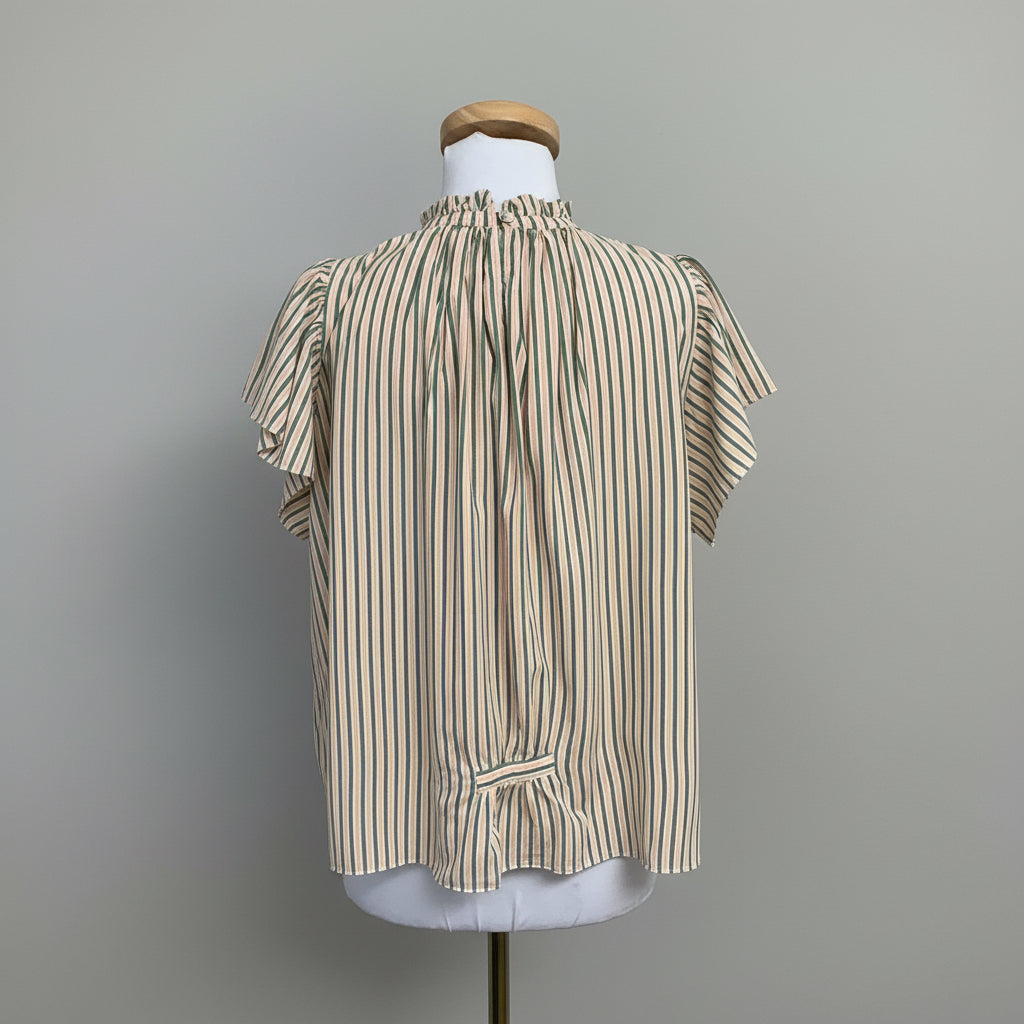 Trovata peach and sage stripe Clara blouse, size XS
