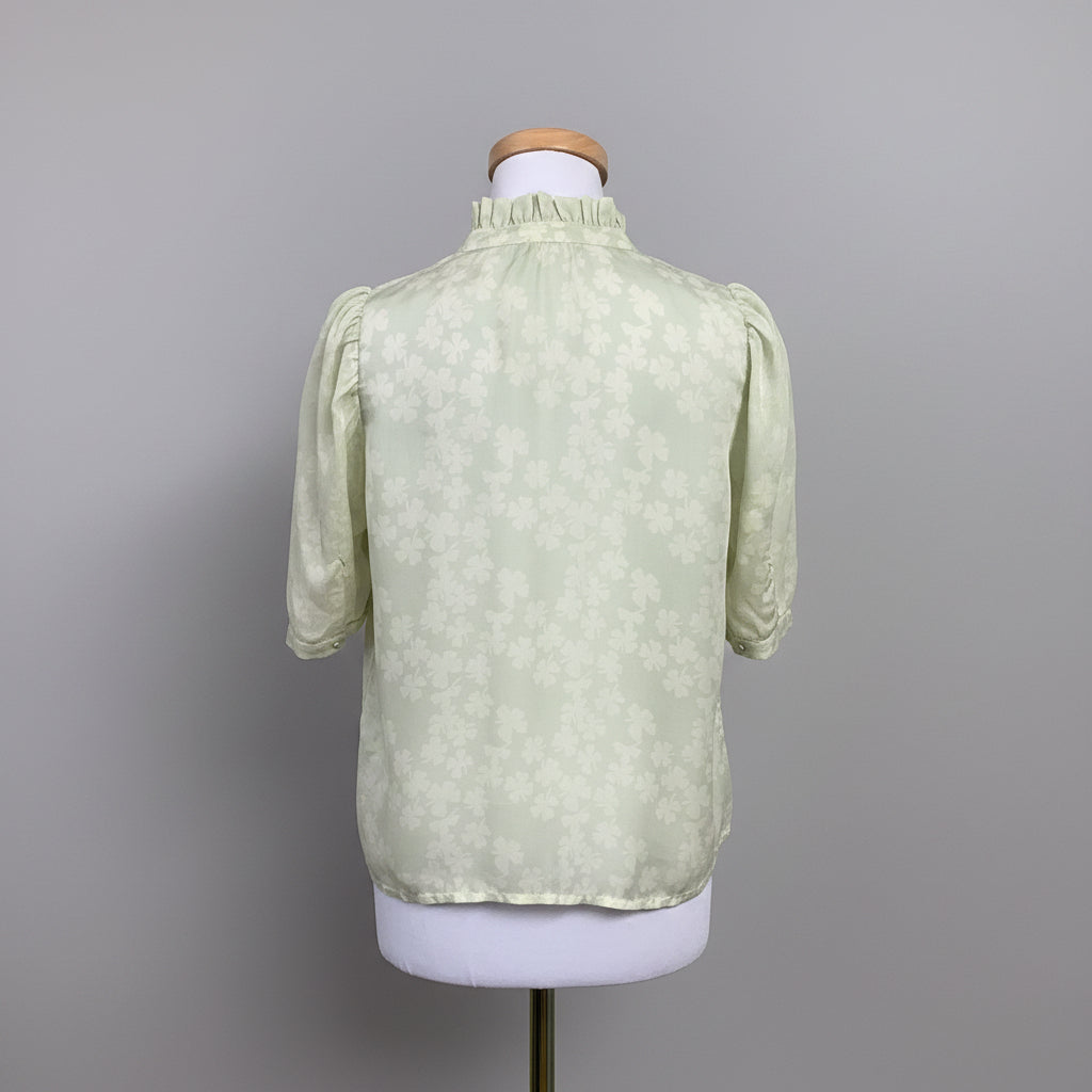 Alix of Bohemia pale green Clover print Winn blouse, size S