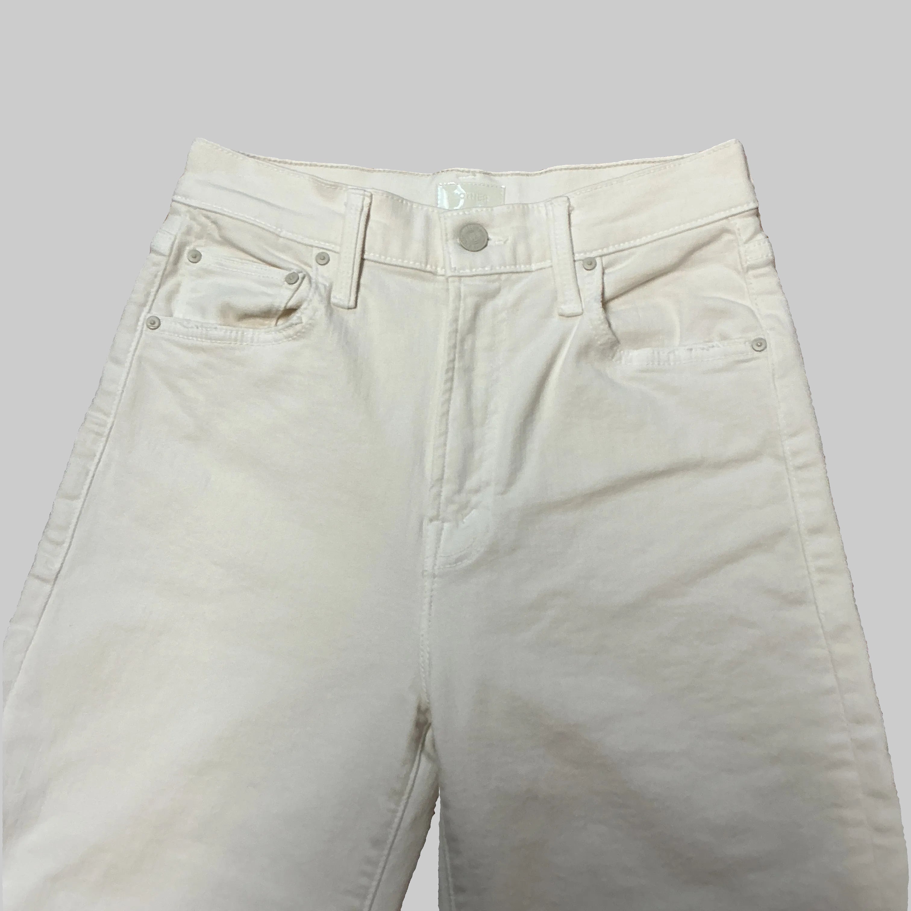 Mother ivory Lil Rambler Zip Ankle pant, Size 25, US Size 0