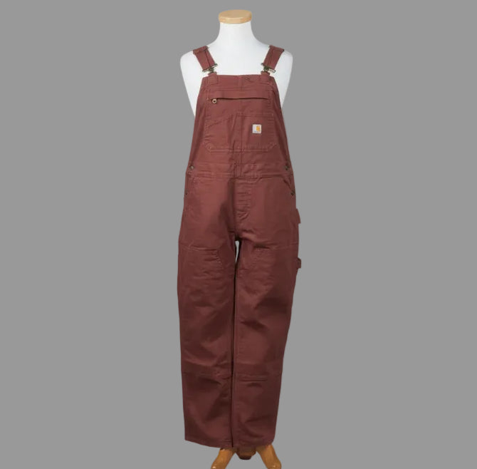 Carhartt burgundy overalls, size S