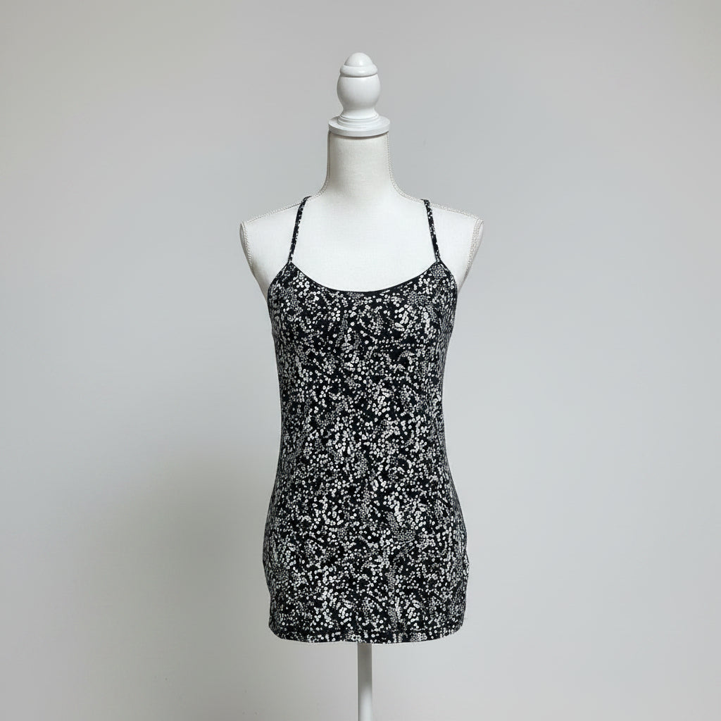 lululemon black and white print tank, size 8