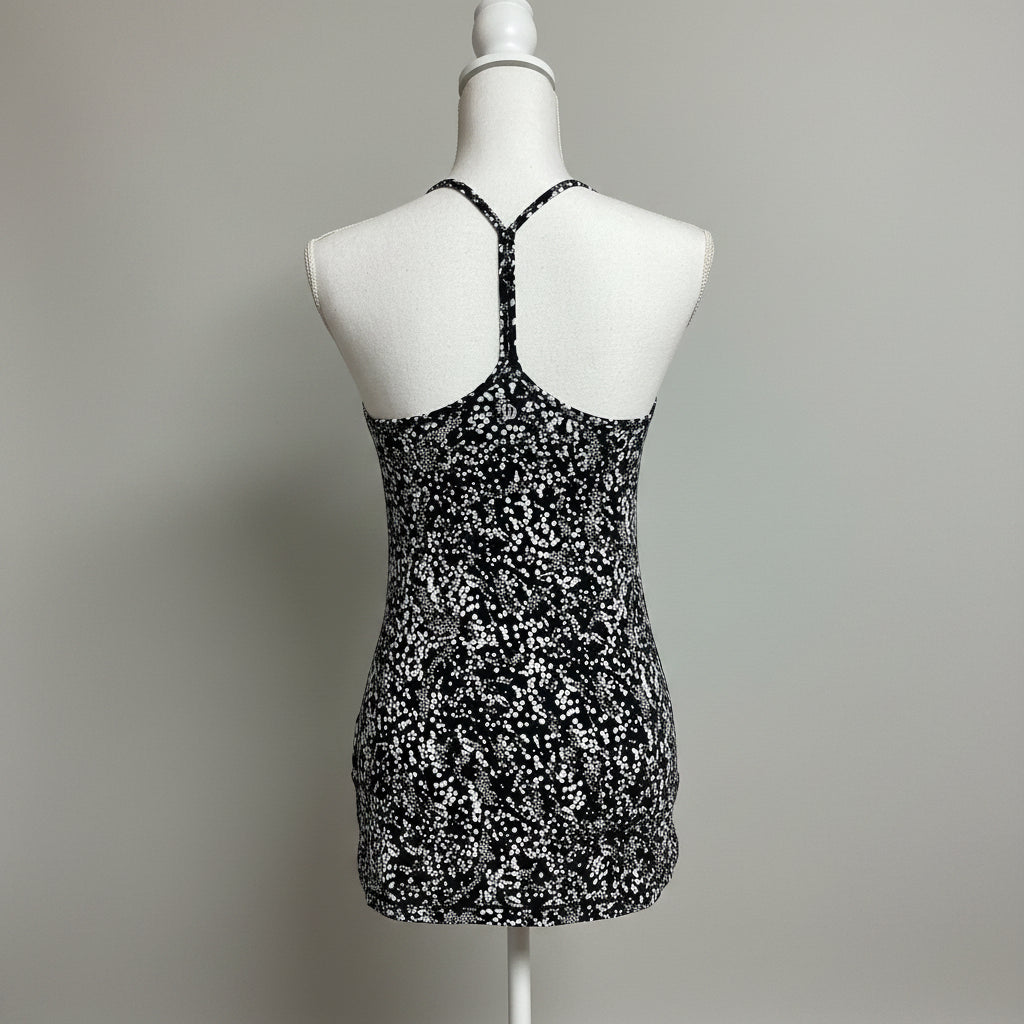 lululemon black and white print tank, size 8