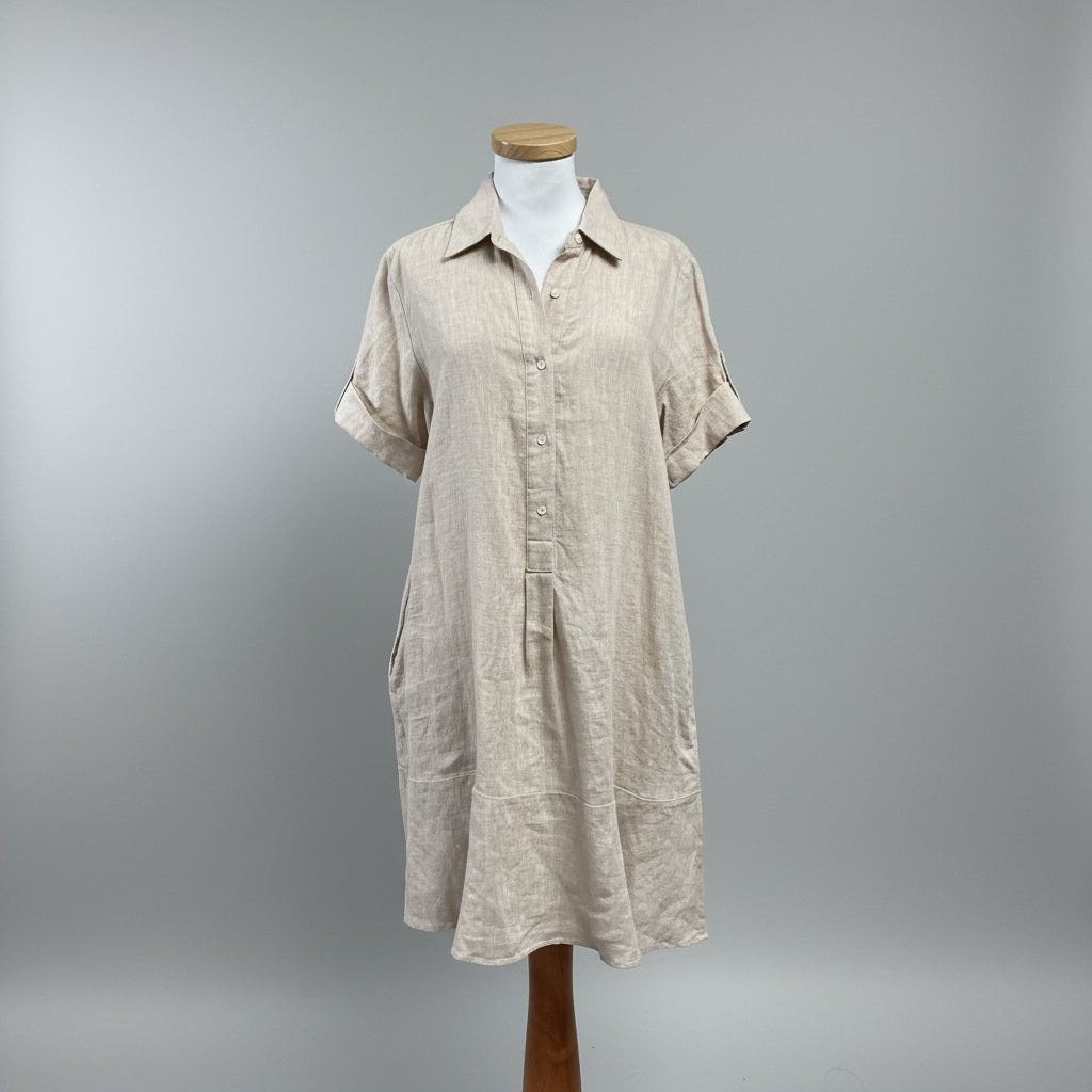 J. McLaughlin khaki linen Wellesley dress, Size M