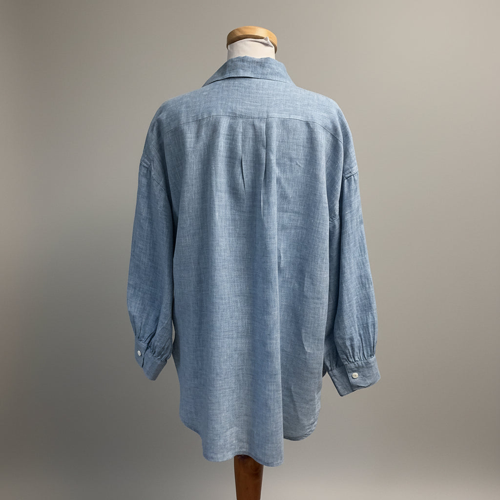 Madewell light blue linen blouse, size L