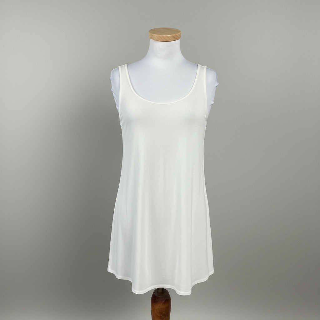 Eileen Fisher ivory stretch silk jersey tank, size M
