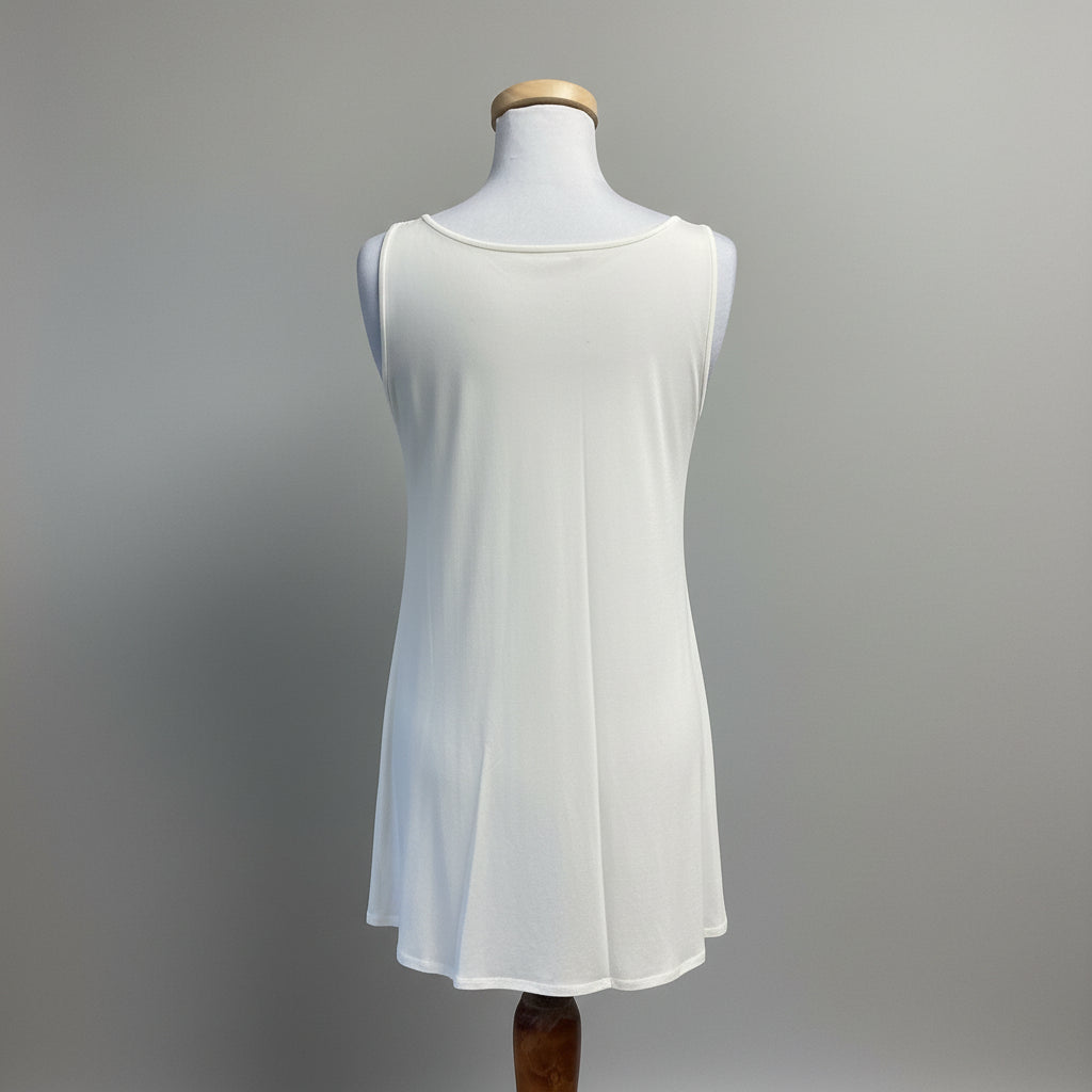 Eileen Fisher ivory stretch silk jersey tank, size M