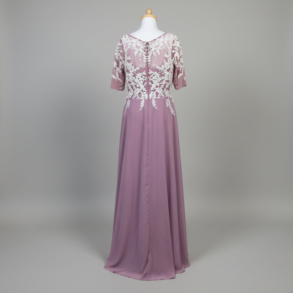 JJ’s House rose chiffon white lace dress, Size 14