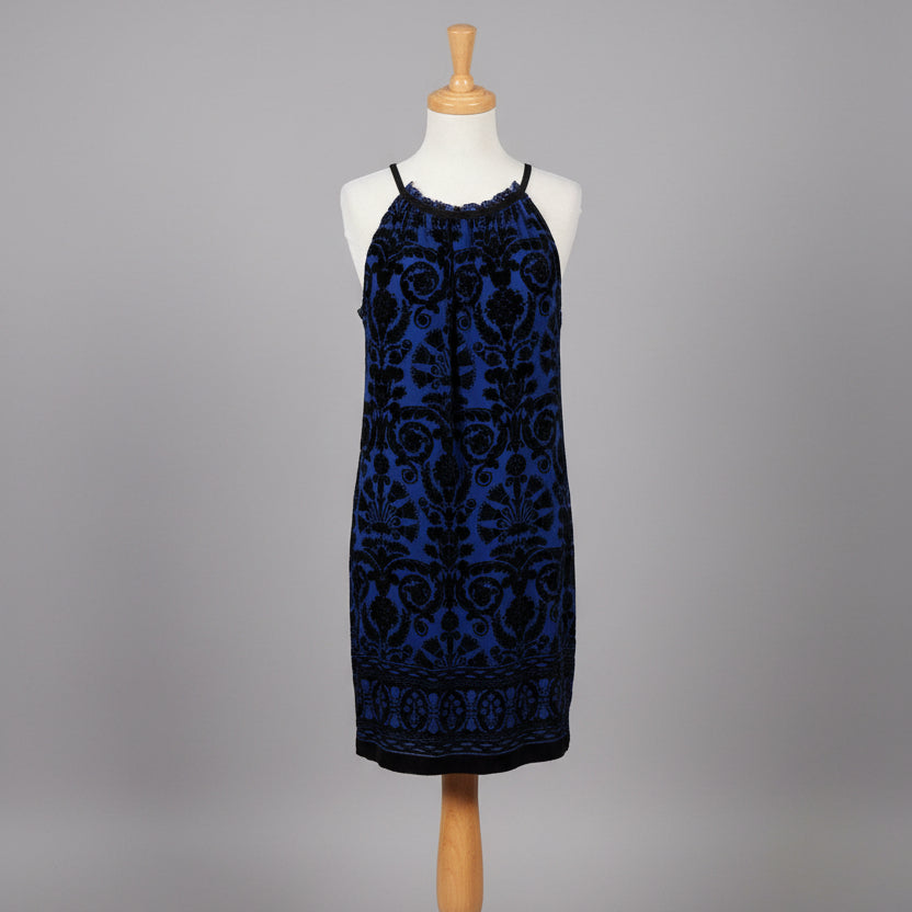 M.S.S.P. cobalt/black velour burnout short dress, Size M