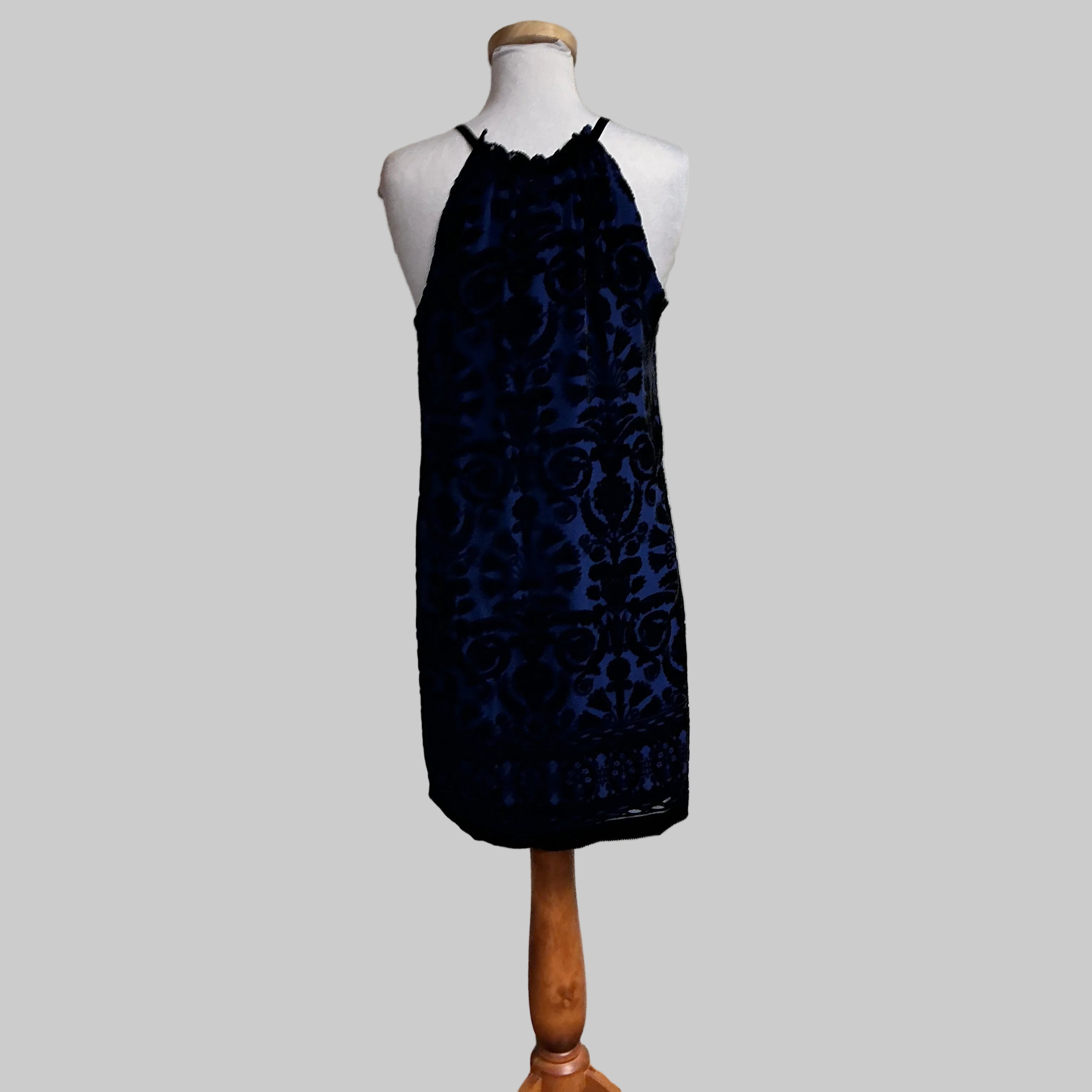 M.S.S.P. cobalt/black velour burnout short dress, Size M