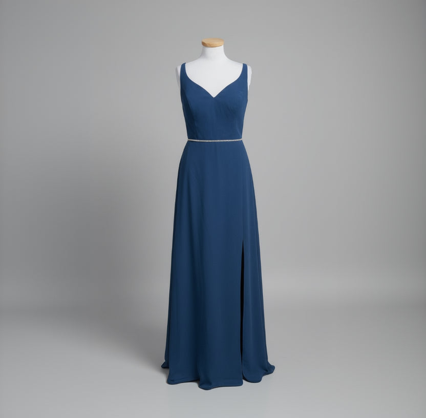 Christian Wu sapphire rhinestone waist dress, Size 12