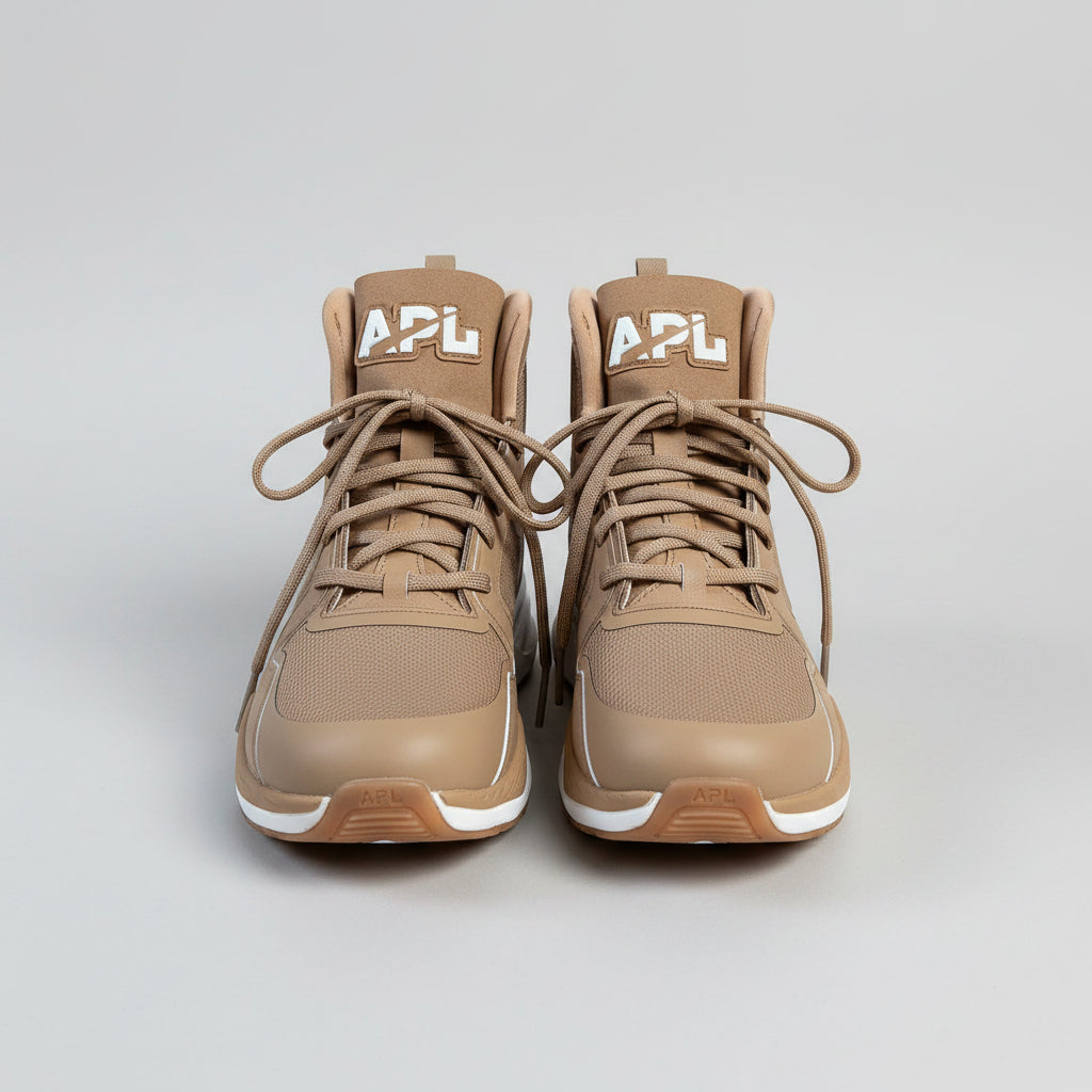 APL tan TechLoom Defender high tops, size 8, NEW IN BOX!