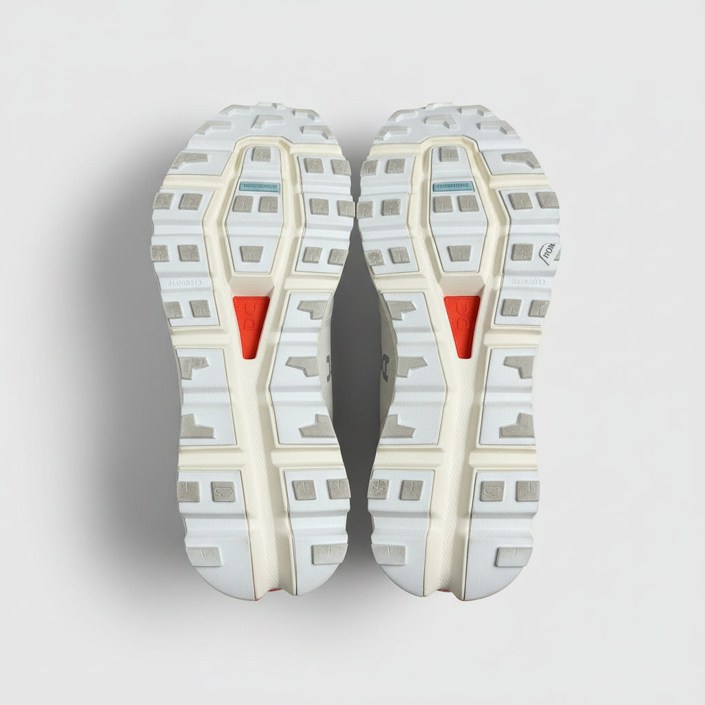 On Running ivory and orange CloudVista runners, size 6.5, BRAND NEW/SOLD AS IS