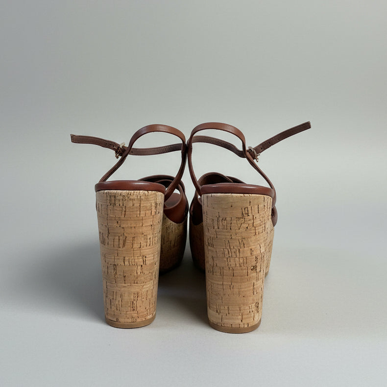 Jeffrey Campbell cognac leather Big Time platform sandals, size 7.5, BRAND NEW!