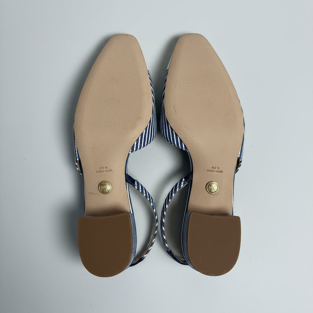 Veronica Beard denim/white striped flats, size 6.5, BRAND NEW!