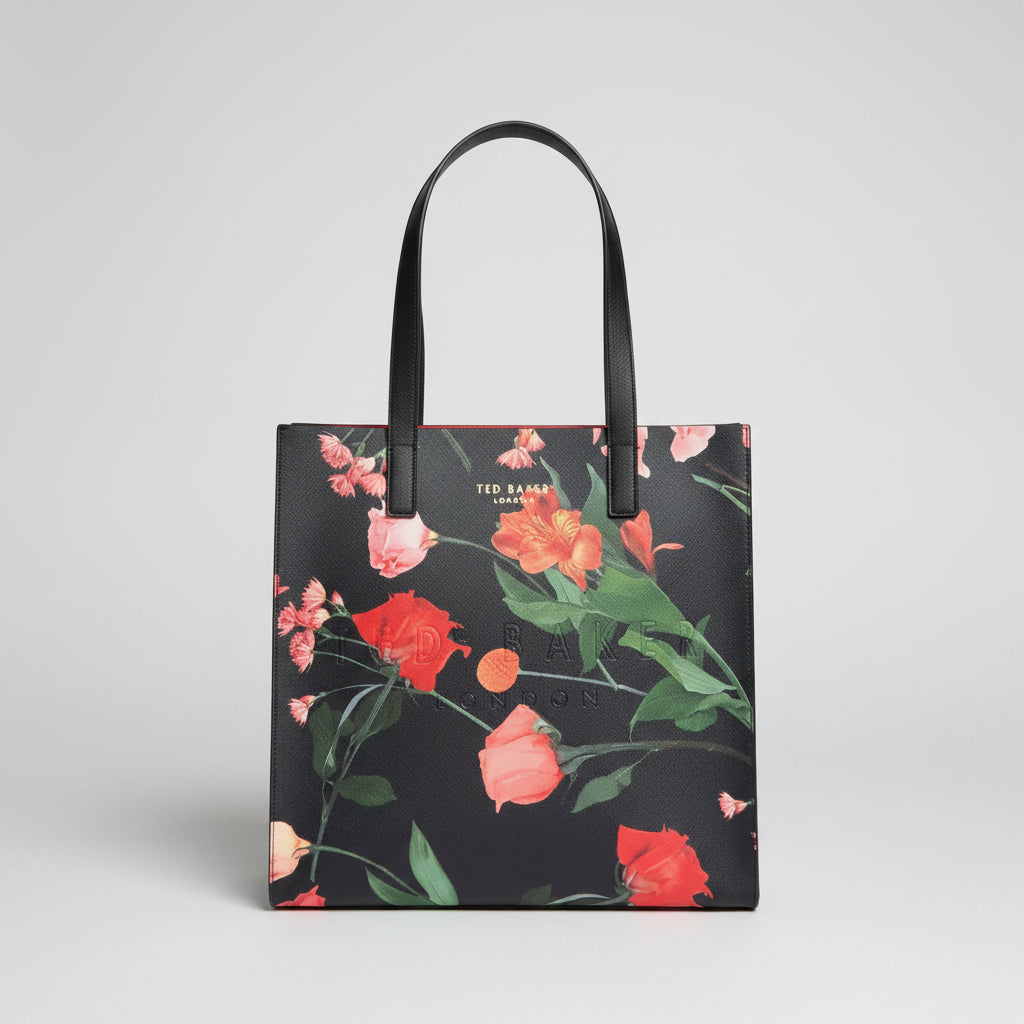Ted Baker black and red floral Flircon tote, LIKE NEW!