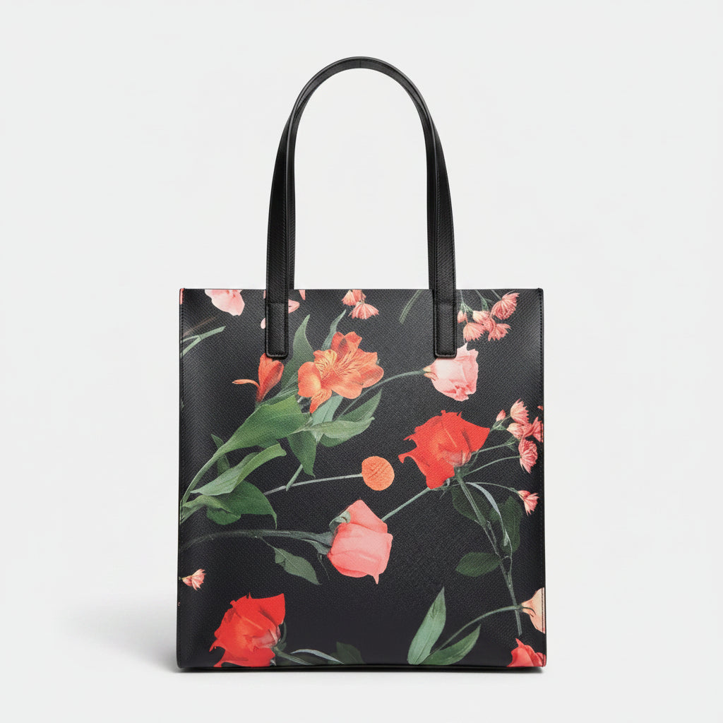 Ted Baker black and red floral Flircon tote, LIKE NEW!