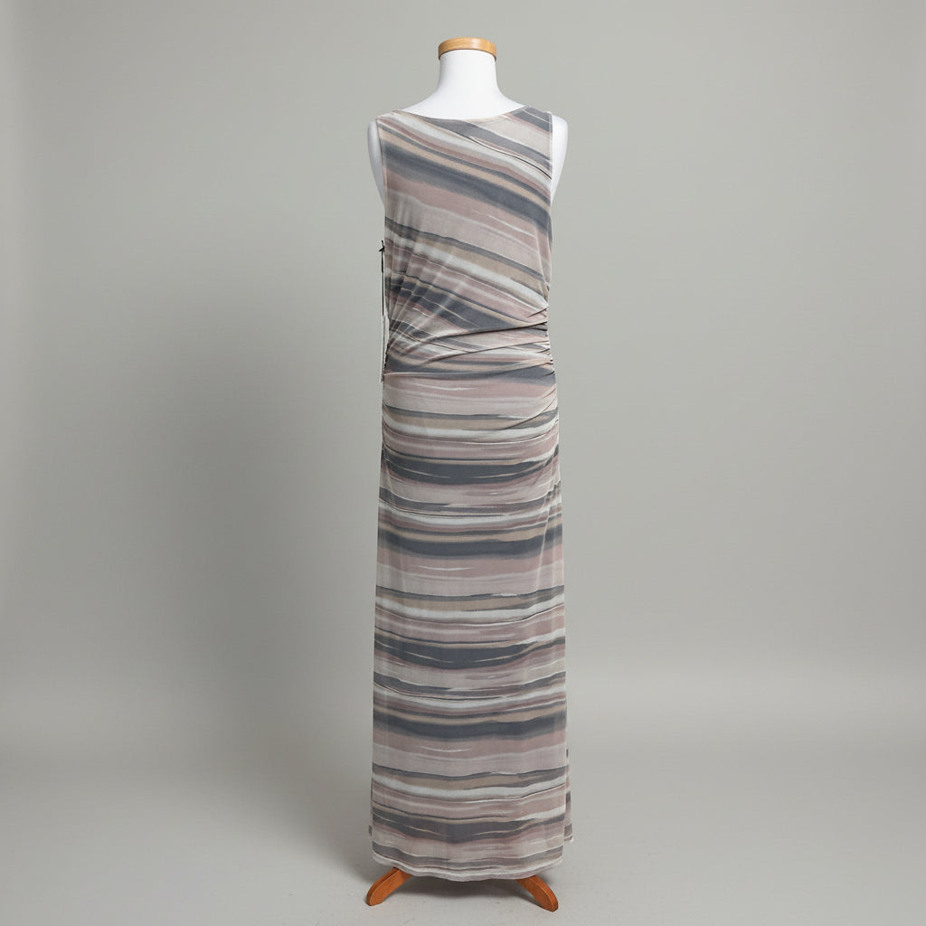 Nicole Miller blush/blue striped mesh maxi dress, size L, NEW WITH TAGS!