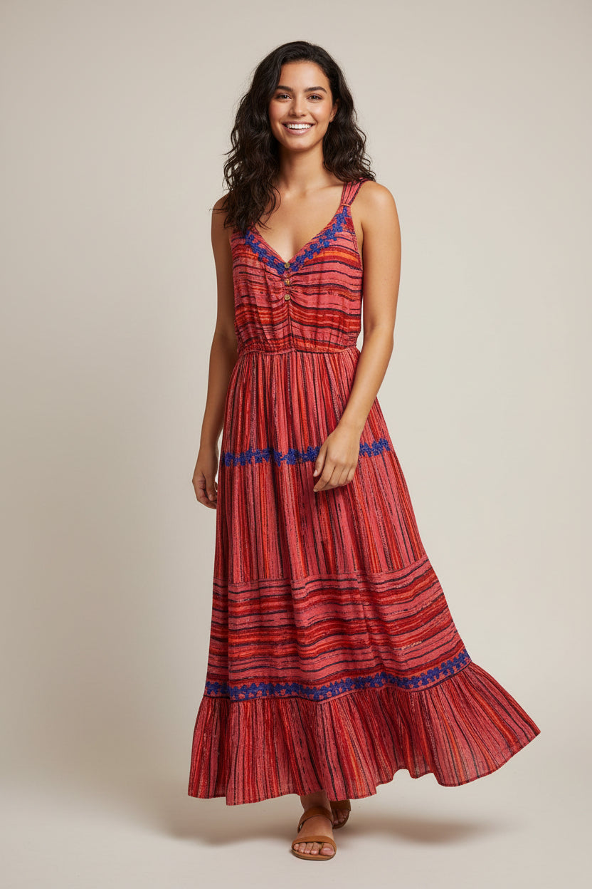 Raga red, black, & blue Josefina dress, size L, NEW WITH TAGS!