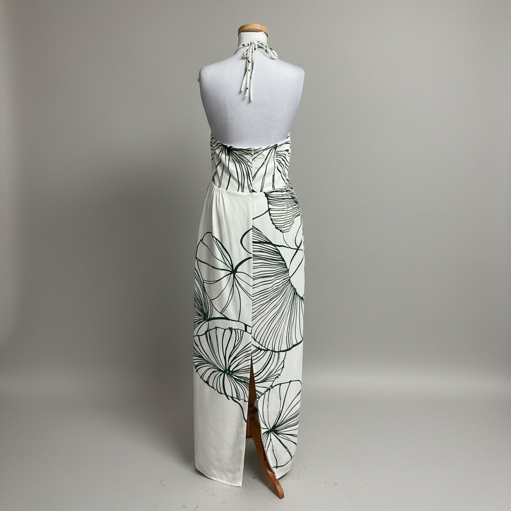 Reiss white and green floral Lexi-Sketchy halter dress, size 6, NEW WITH TAGS!