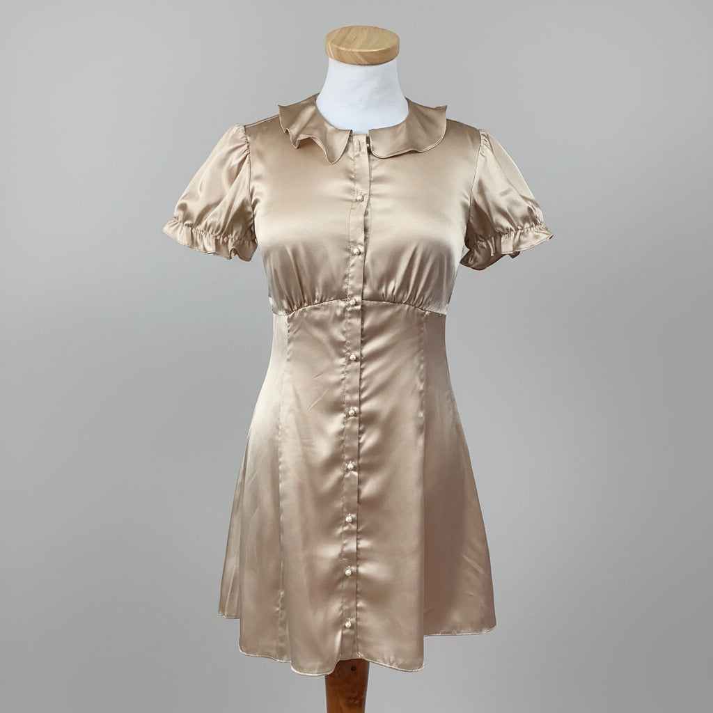 Amanda Uprichard champagne silk satin mini-dress, size XS, NEW WITHOUT TAGS!