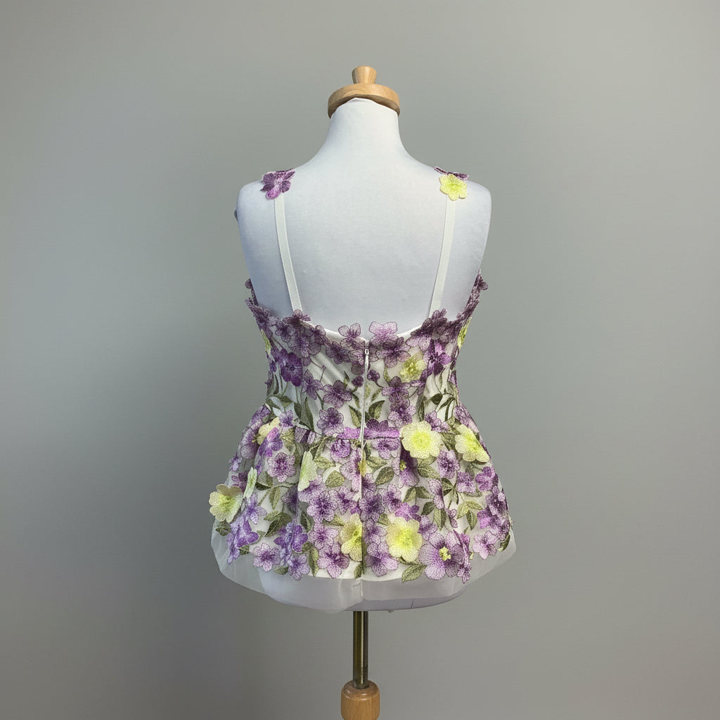 Muse by Marchesa lavender and lime floral appliqué blouse, size 10, NEW WITH TAGS!