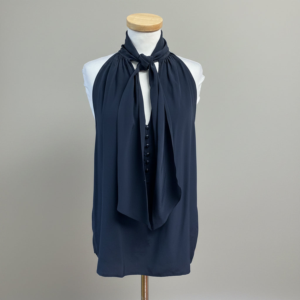 Marc by Marc Jacobs navy sleeveless silk blouse, size L