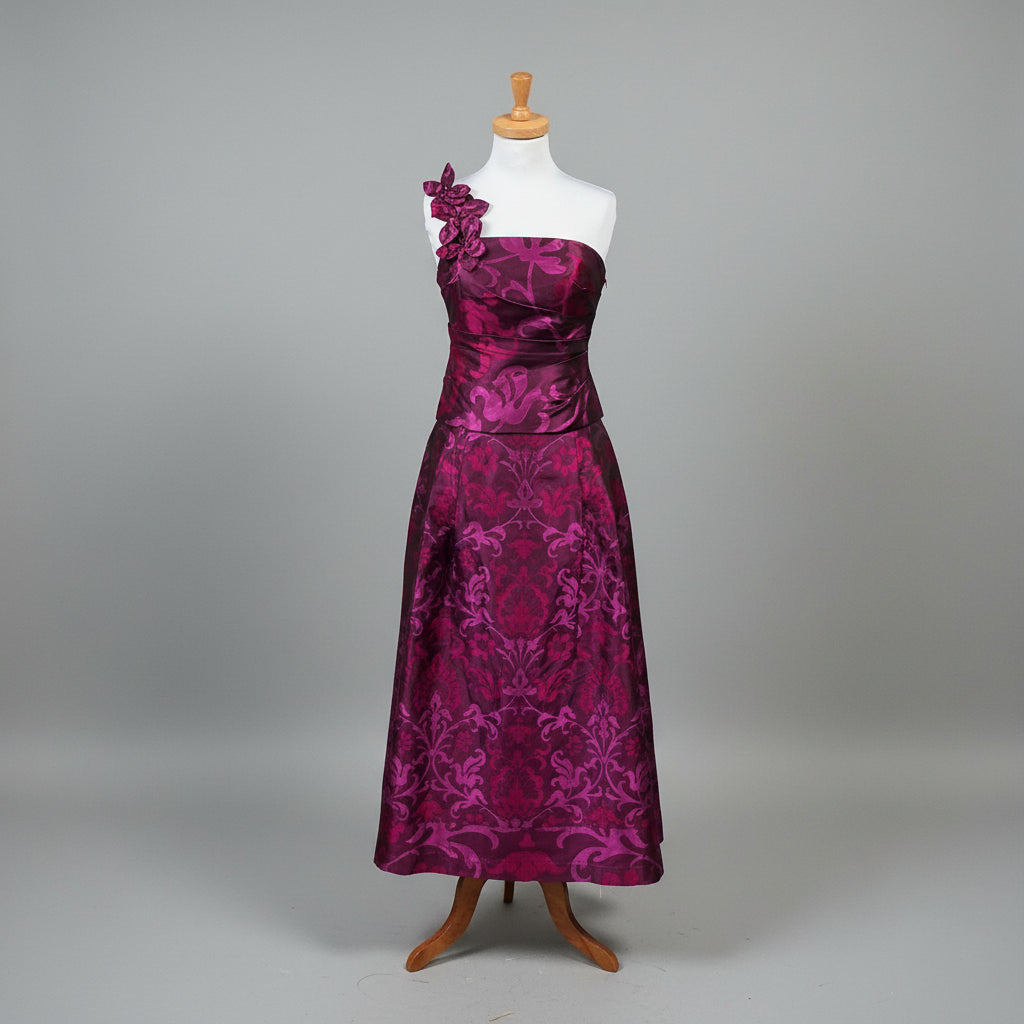 Kay Unger fuchsia damask 2-piece dress, size 4, LIKE NEW!