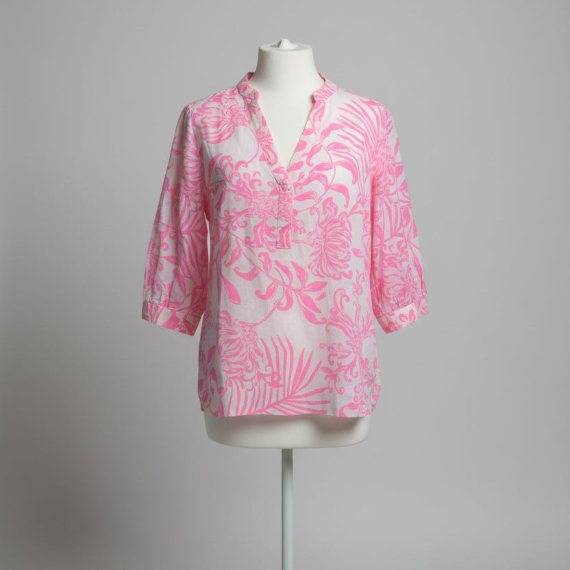 Lilly Pulitzer pink print linen Mialeigh Blouse, Size 4