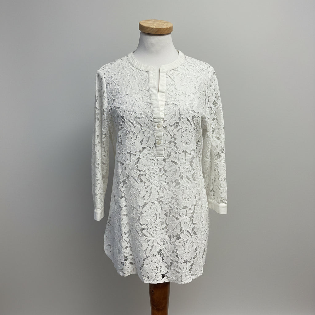 Tyler Boe white lace tunic, size M