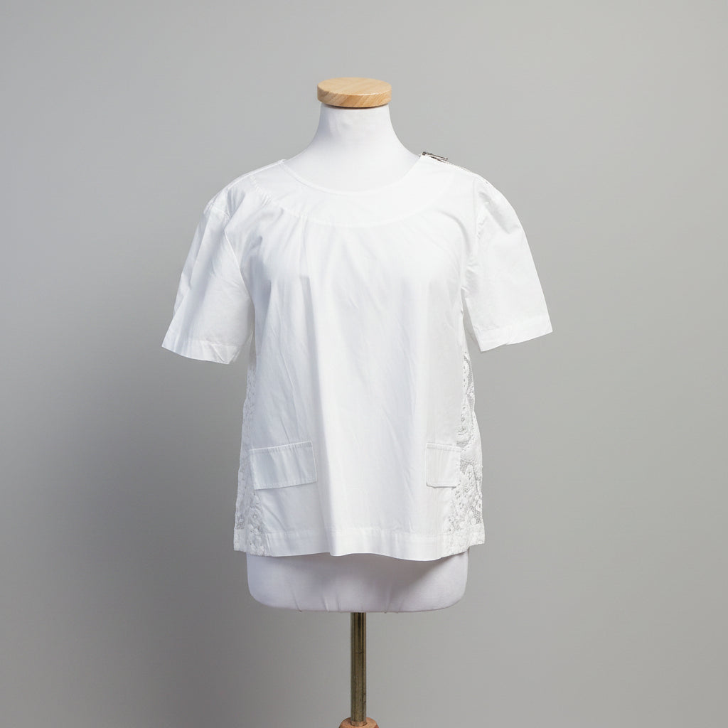 MeiMeiJ white with lace back blouse, Size M