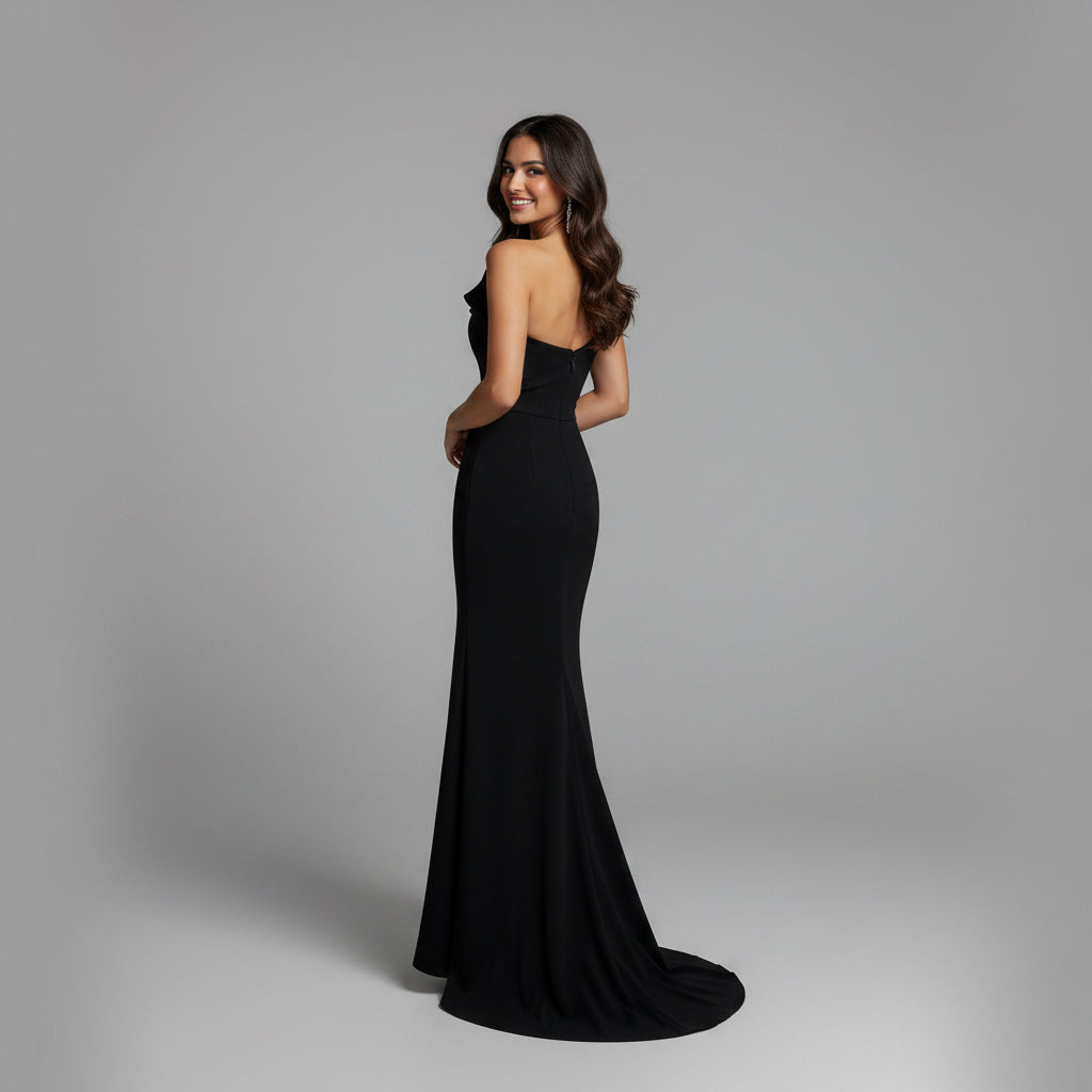 Azazie black one-shoulder gown, size 6