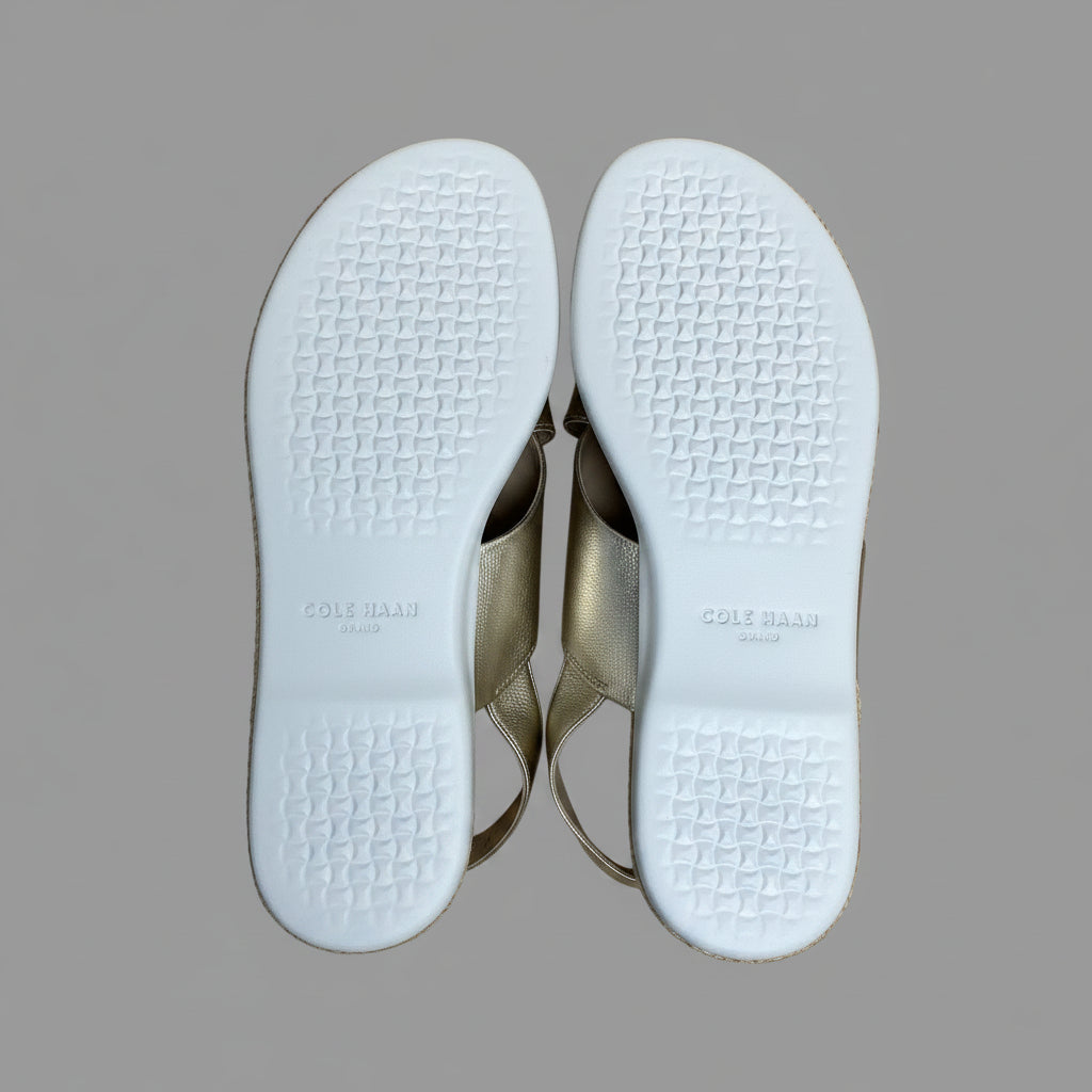 Cole Haan gold flat sandals, size 6, LIKE NEW!