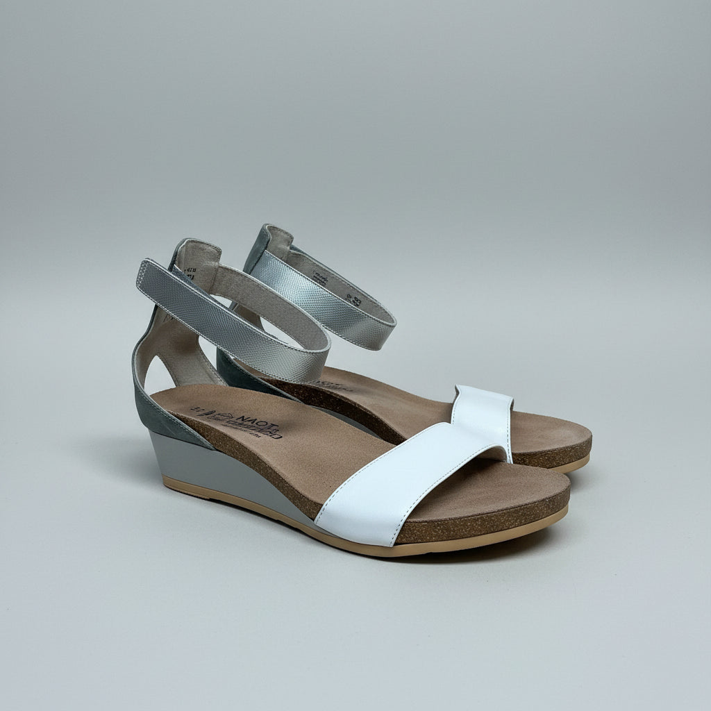 Naot white & silver Pixie sandals, size 6, LIKE NEW!