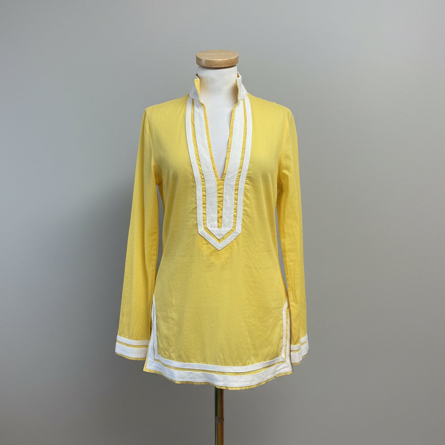 Tory Burch yellow and white tunic, size 4