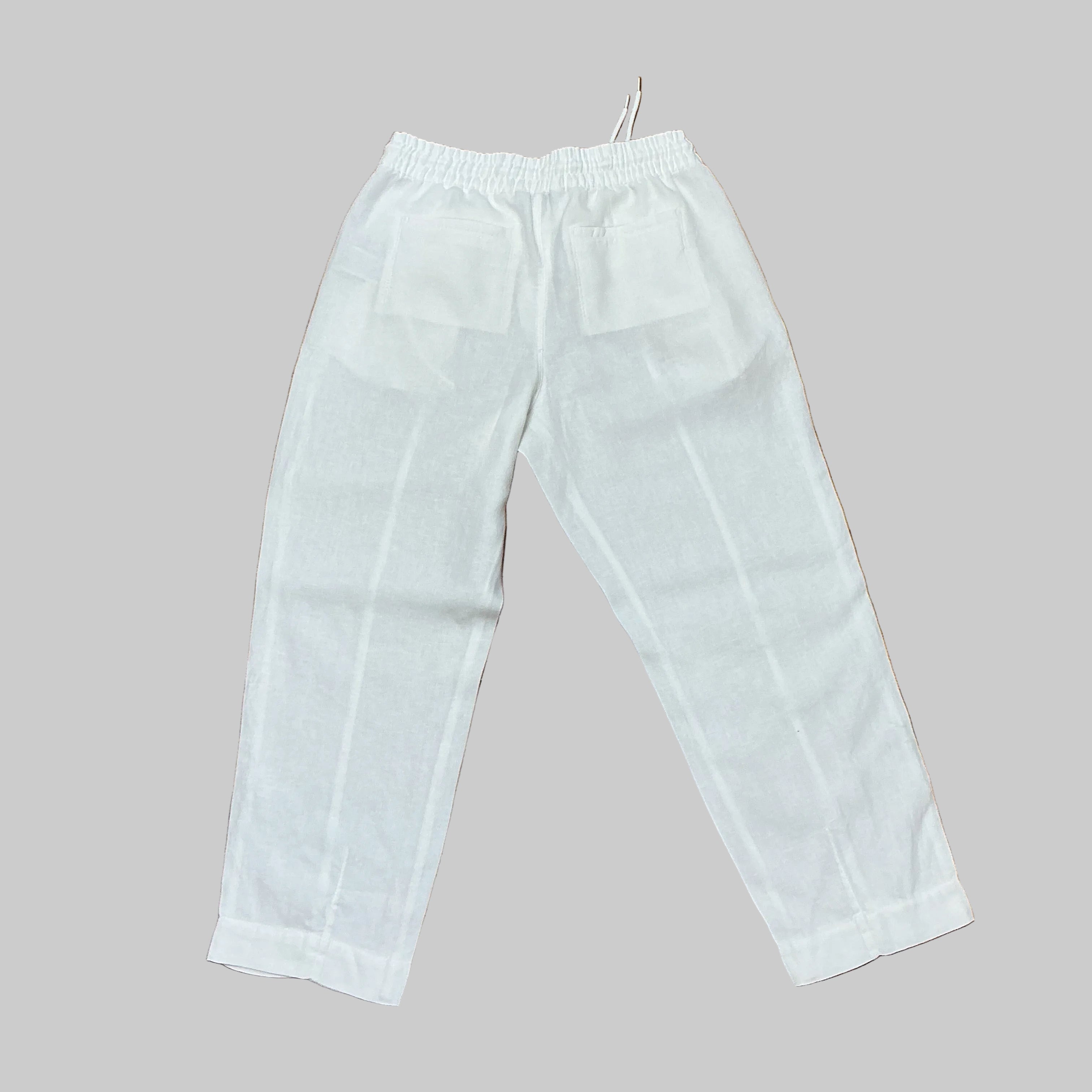 Athleta white linen drawstring pants, size S/P